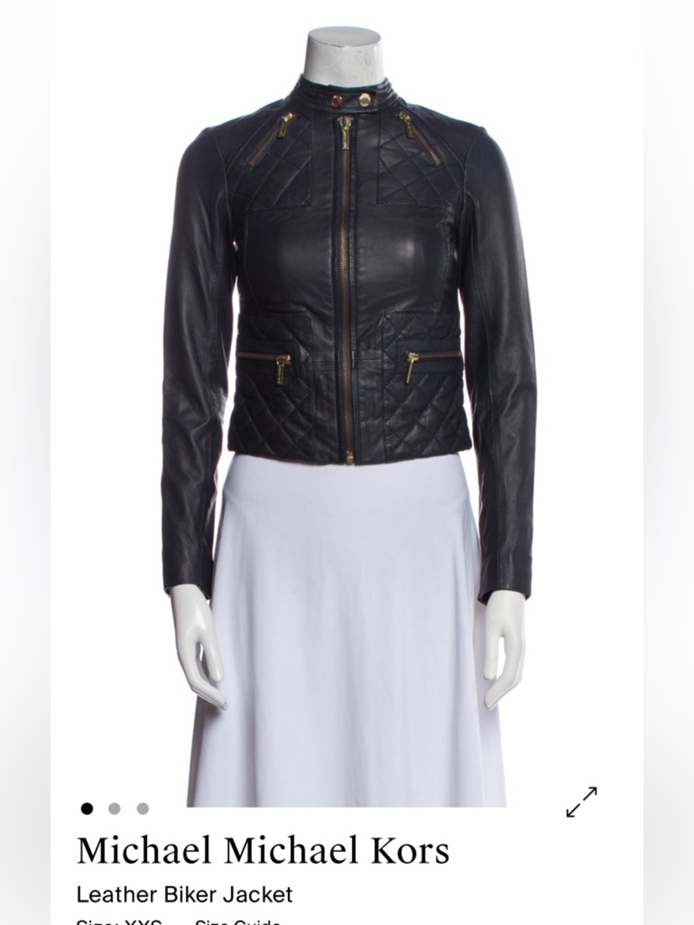 Michael Michael Kors Leather Biker Jacket (Blue, xxs)